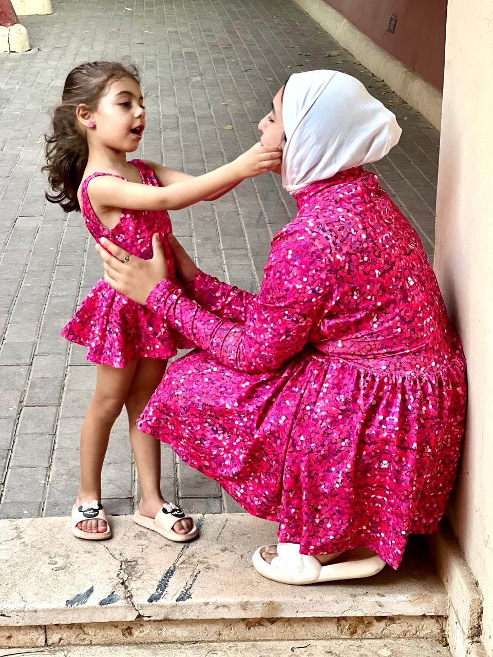 Magenta Sparkles Burkini & Baby Swim Wear