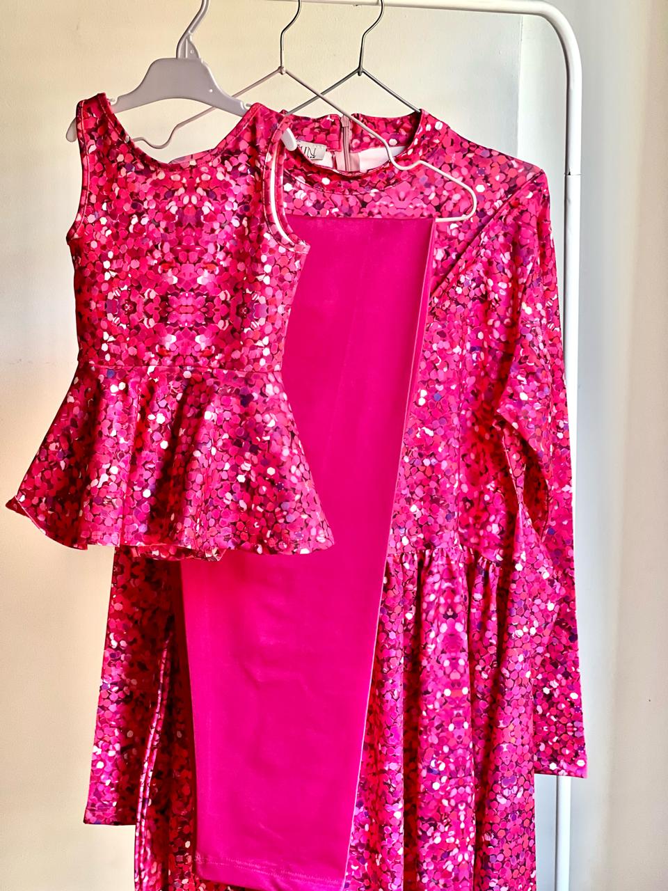 Magenta Sparkles Burkini & Baby Swim Wear